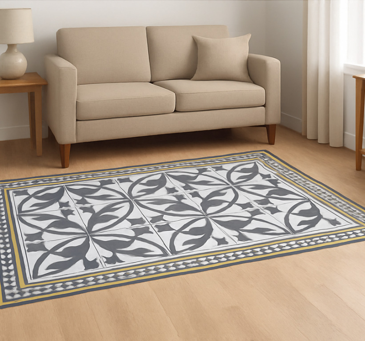 Tapis vinyle salon effet carreaux de ciment - TenStickers