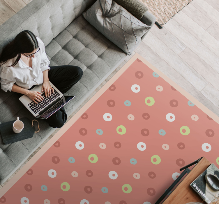 Tapis vinyle salon motif de points abstrait - TenStickers