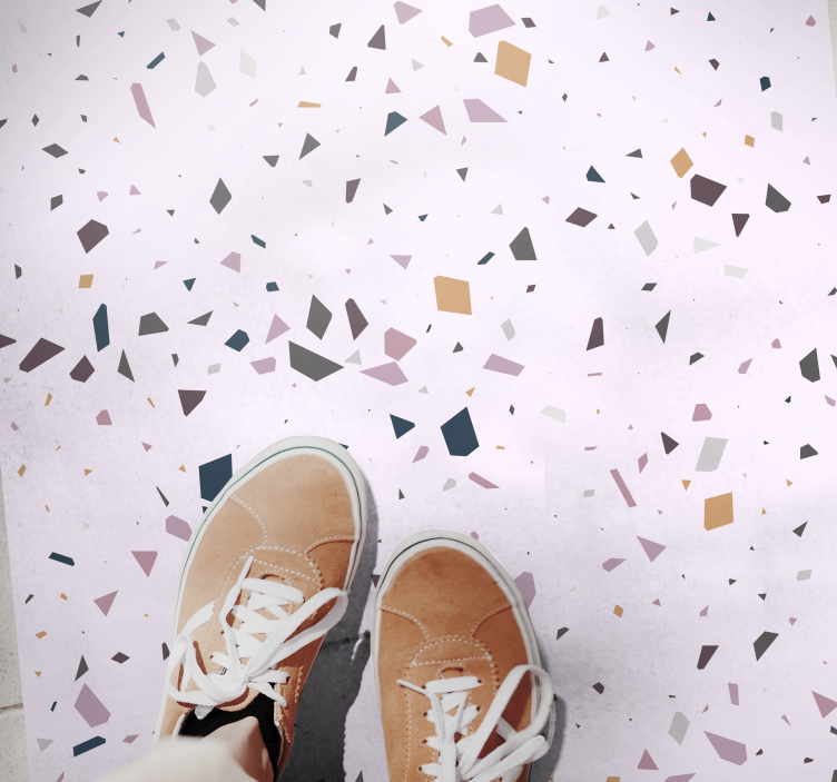 Tapis vinyle marbre éclats géométriques colorés - TenStickers