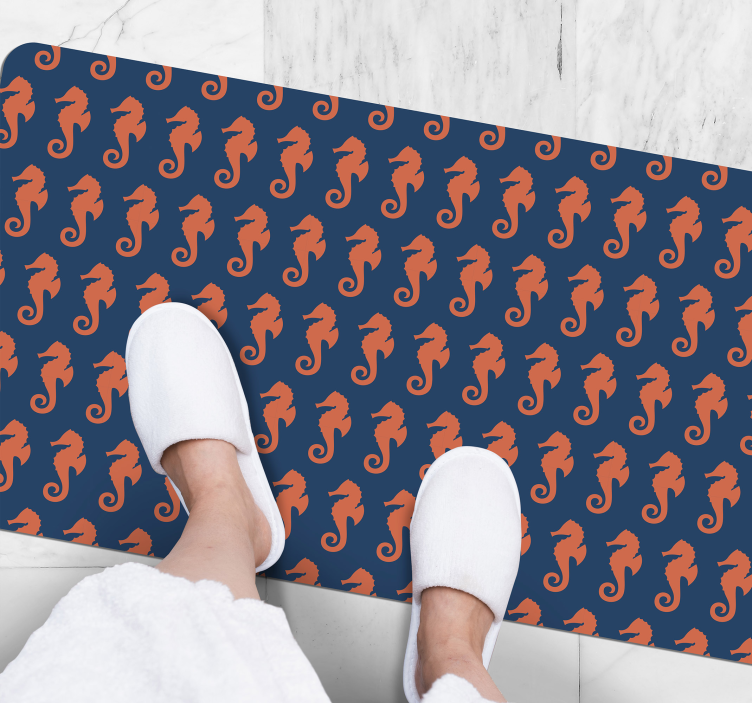 Tapis vinyle salle de bain motif hippocampe - TenStickers