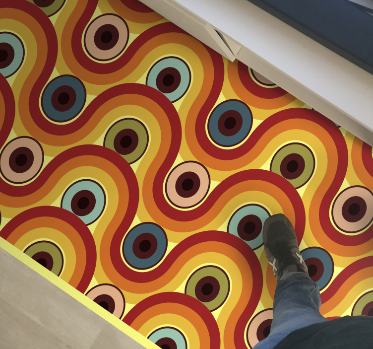 Tapis vinyle vintage motif ondulé coloré - TenStickers