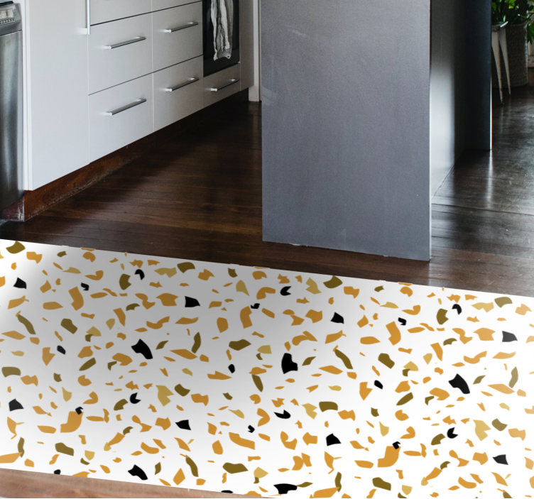Tapis vinyle texture terrazzo blanc et marron - TenStickers