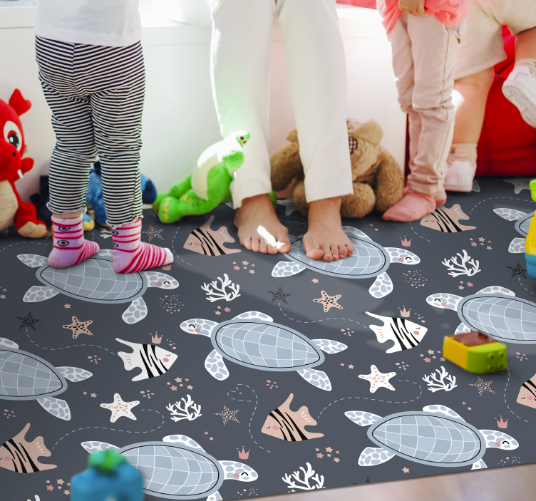 Tapis chambre Tortues et poissons de mer - TenStickers