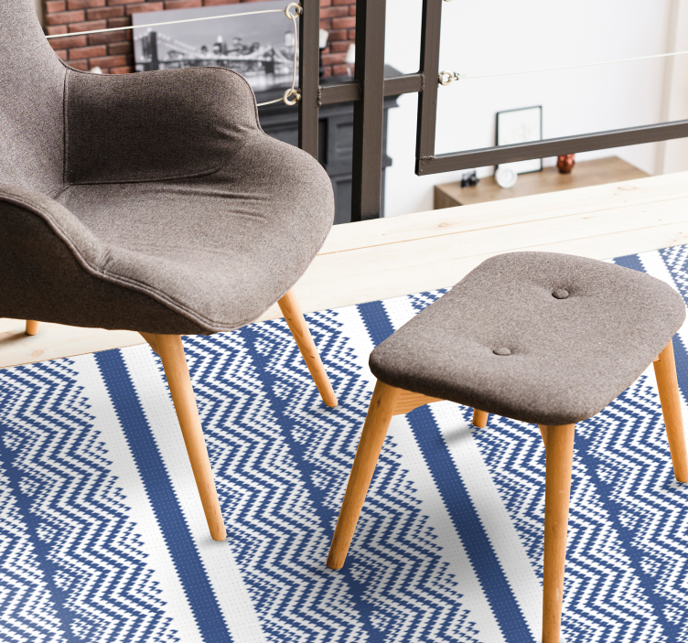 Tapis vinyle salle à manger moderne bleu simple - TenStickers