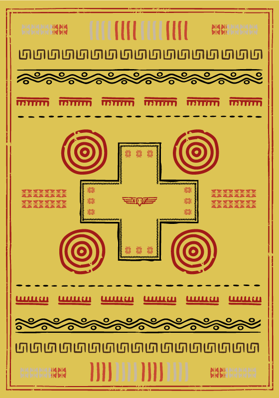 Tapis vinyle jaune conception ethnique - TenStickers