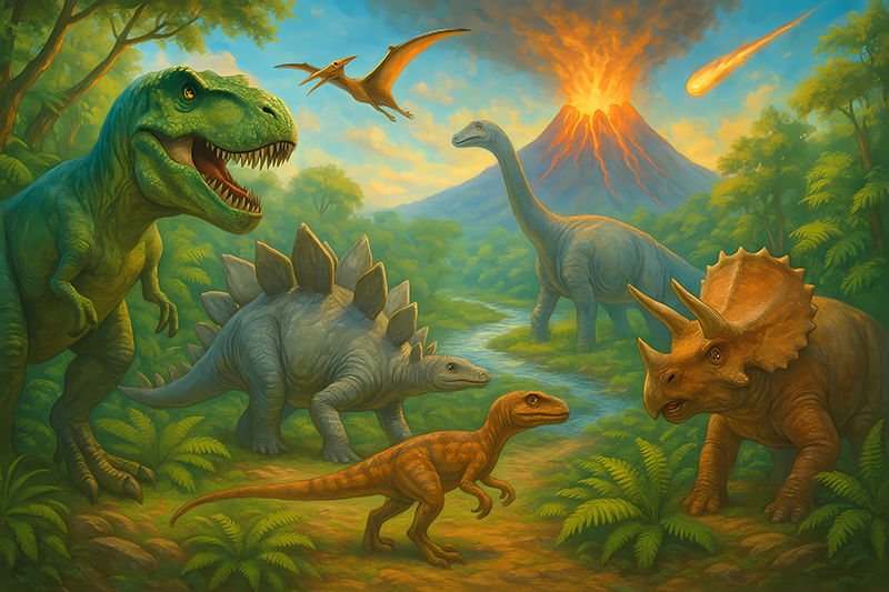 Tapis vinyle animal extinction des dinosaures - TenStickers