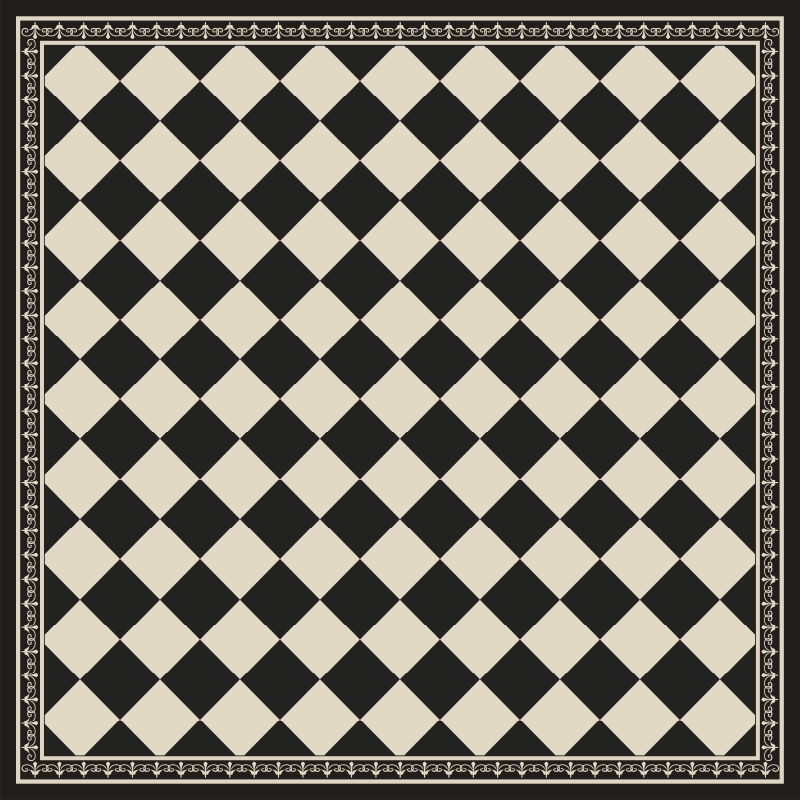 Tapis vinyle salon damier noir - TenStickers