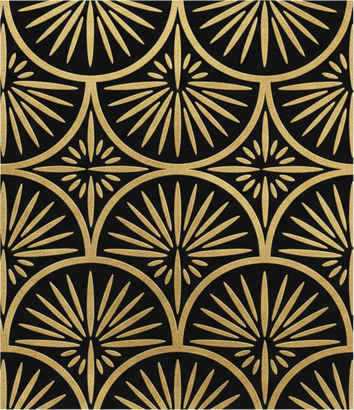 Tapis vinyle géométrique motif noir et or - TenStickers