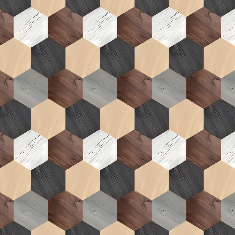 Tapis vinyle cuisine hexagones en bois mélangé - TenStickers