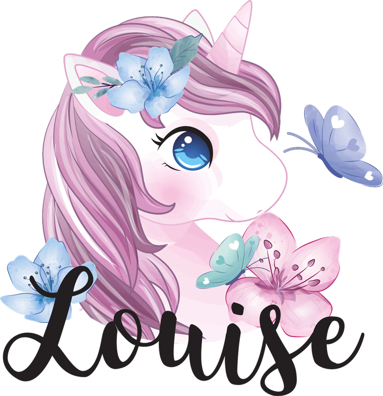 Tapis vinyle animal licorne à grands yeux avec papillon - TenStickers