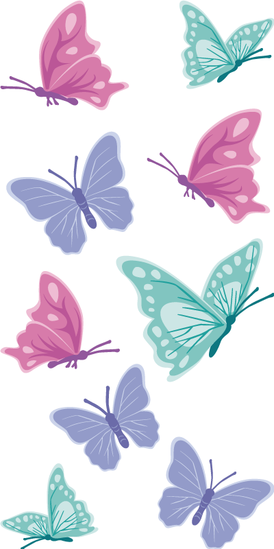 Tapis vinyle animal papillons couleurs pastel - TenStickers
