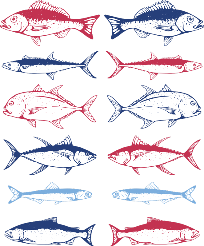Tapis vinyle animal motifs de poissons dessinés à la main - TenStickers