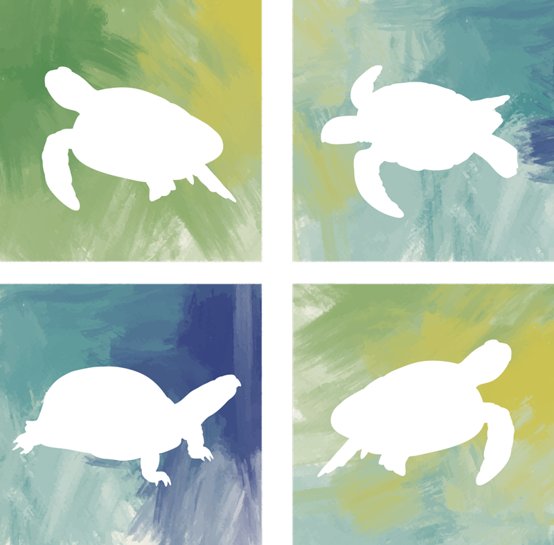 Tapis vinyle animal carrelage tortue coloré - TenStickers