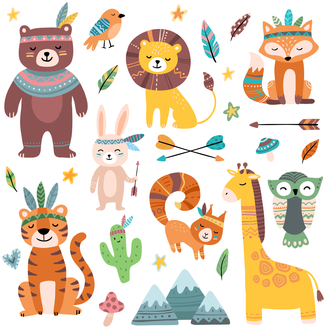 Tapis vinyle animal bébés animaux sauvages - TenStickers