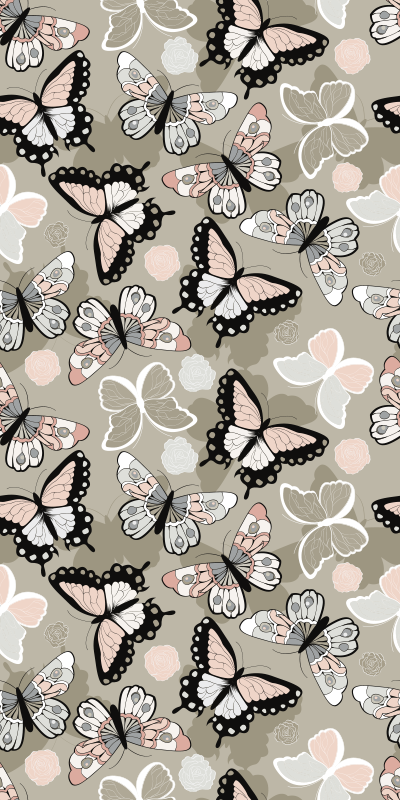 Tapis vinyle animal beige papillons volants - TenStickers