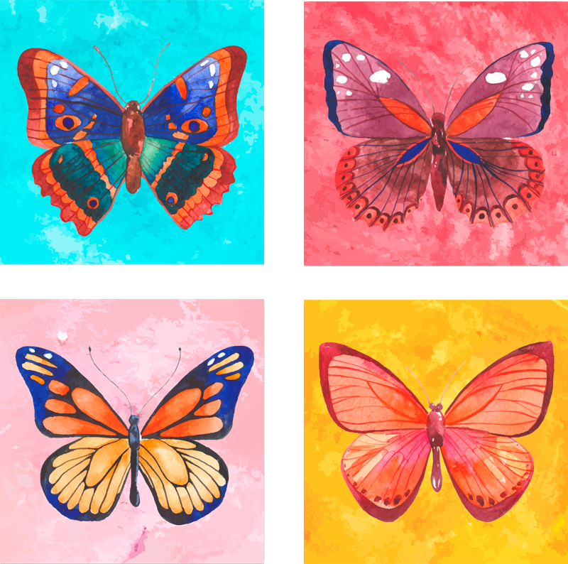 Tapis vinyle animal carreaux de papillons multicolores - TenStickers