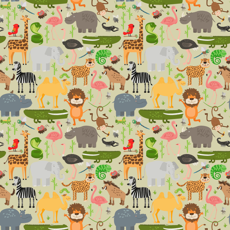 Tapis vinyle animal design animaux de la jungle - TenStickers