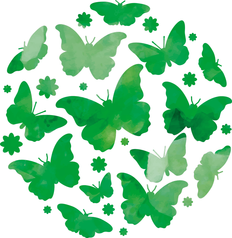 Tapis vinyle animal papillons aquarelle verts - TenStickers