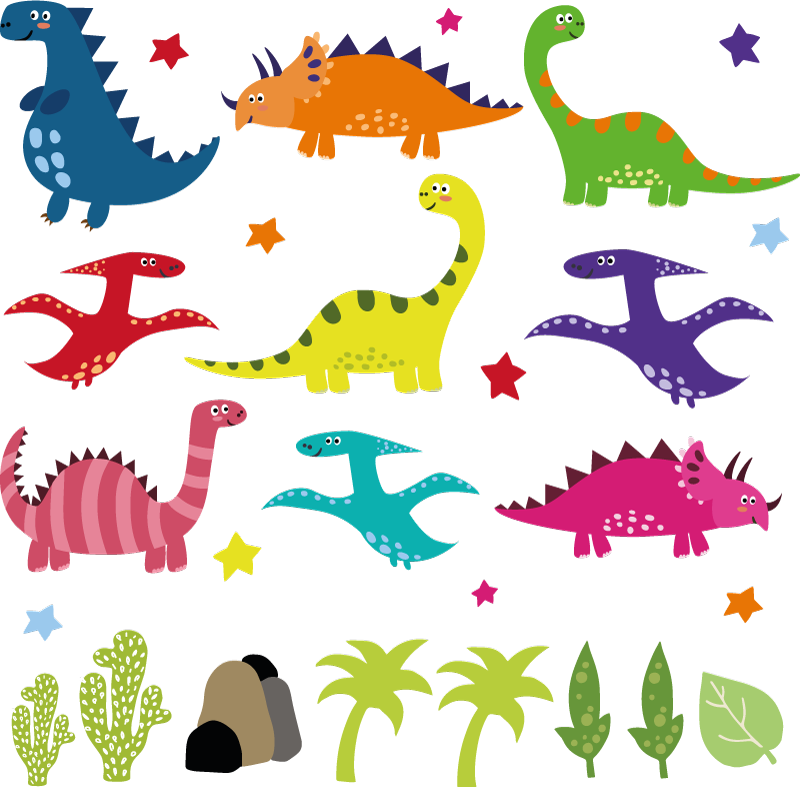 Tapis vinyle animal dinosaure nordique coloré cartoon - TenStickers