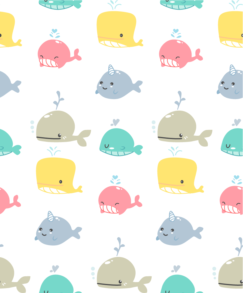 Tapis vinyle animal baleines colorées bébé - TenStickers