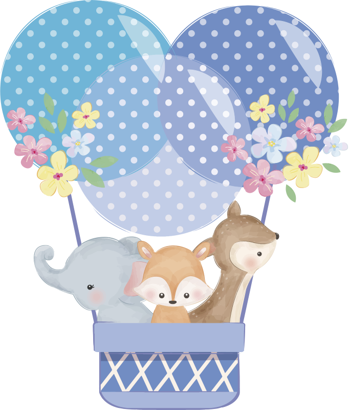 Tapis vinyle animal montgolfière aquarelle animaux - TenStickers