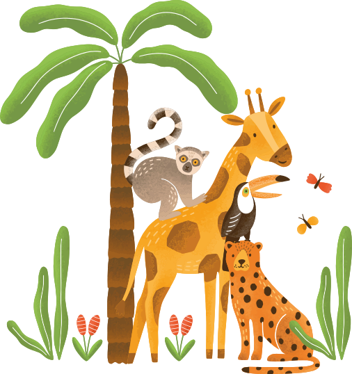 Tapis vinyle animal animaux de la jungle jouant - TenStickers