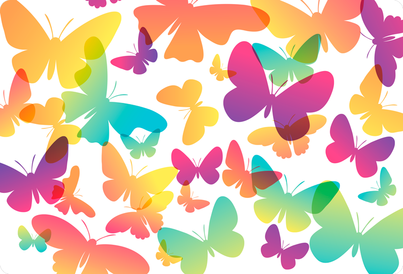Tapis vinyle animal papillons en dégradé - TenStickers
