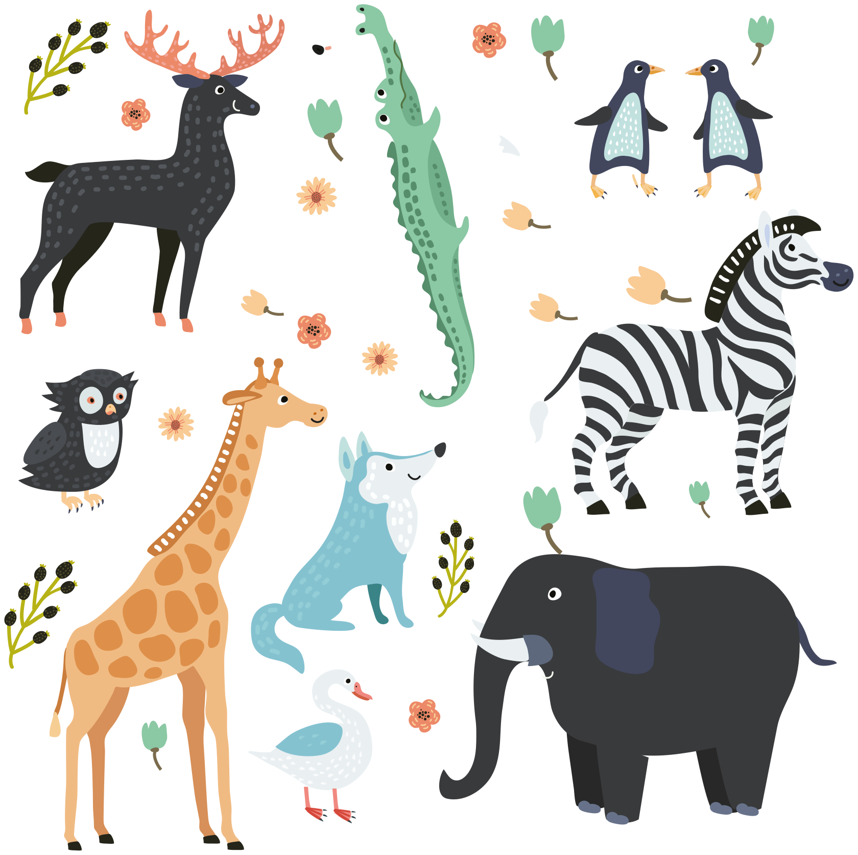 Tapis vinyle animal animaux joyeux au parc - TenStickers