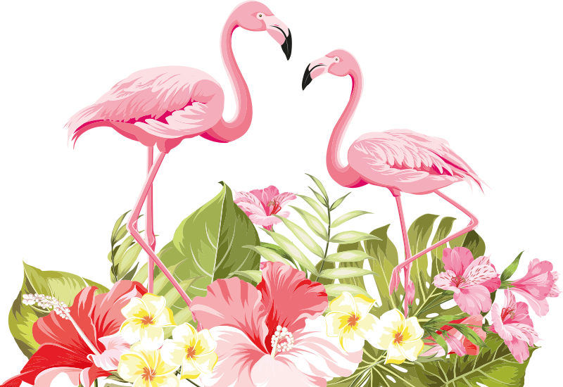 Tapis vinyle animal fleur tropicale flamant - TenStickers