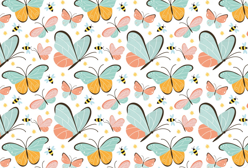 Tapis vinyle animal papillons et abeilles - TenStickers