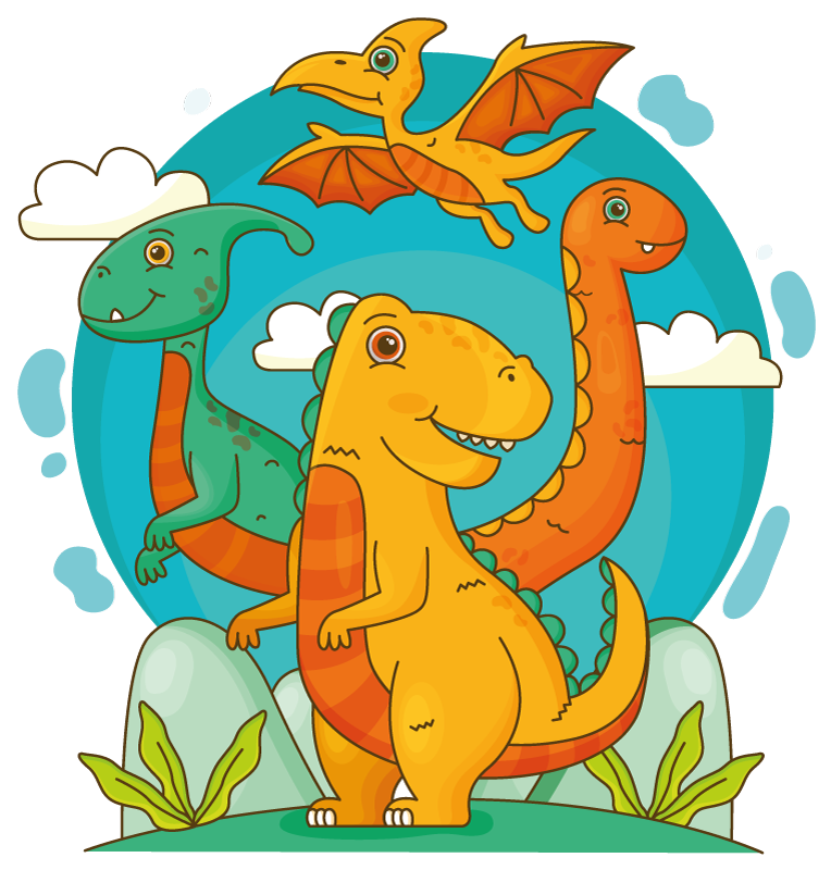 Tapis vinyle animal dinosaures dans la jungle - TenStickers