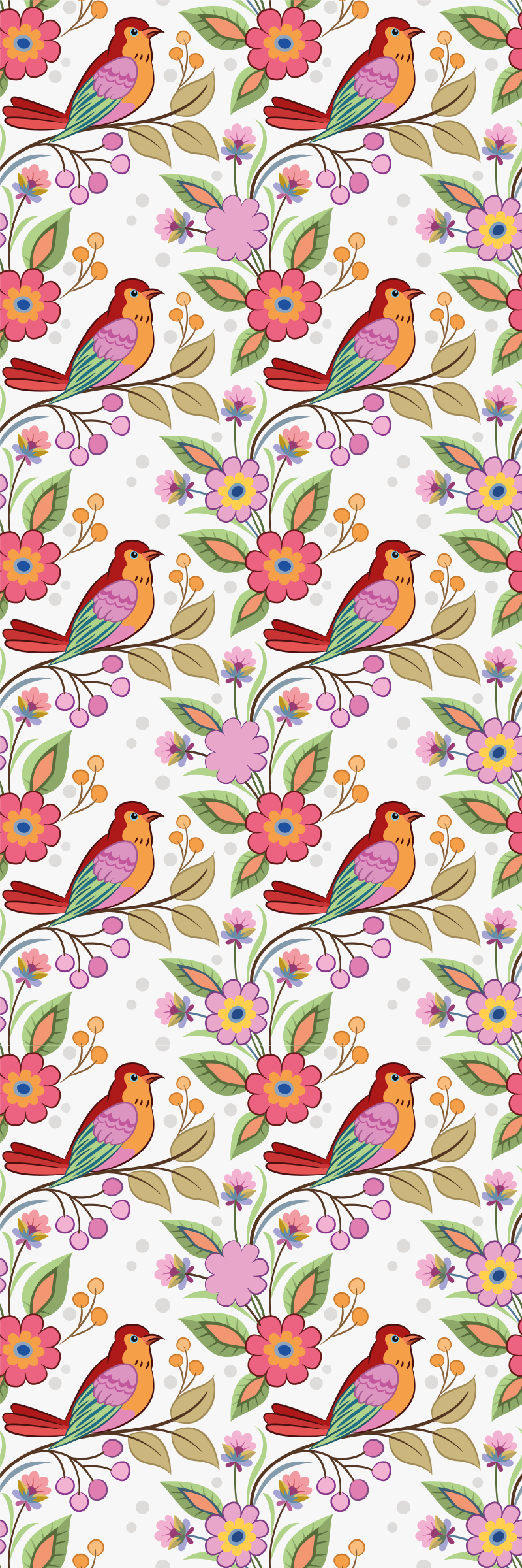 Tapis vinyle animal oiseaux rouges et orange - TenStickers