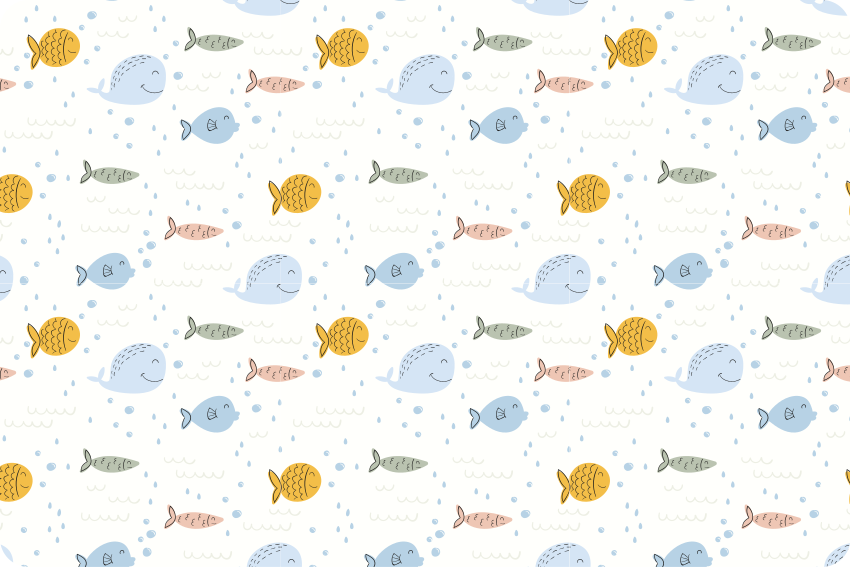Tapis vinyle animal poisson multicolore cartoon - TenStickers