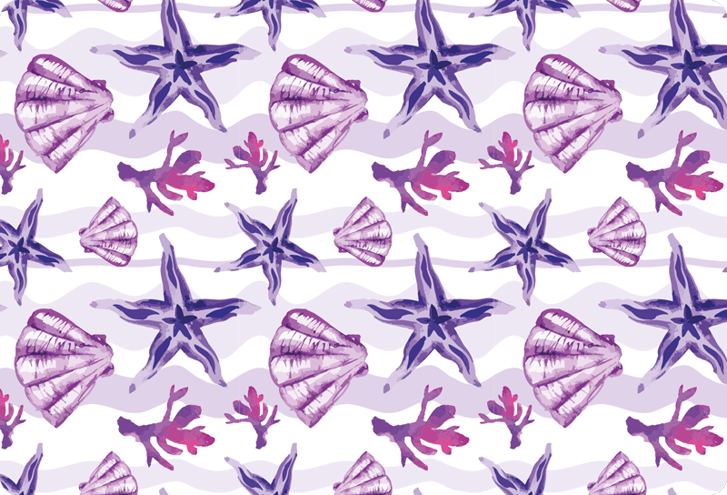 Tapis vinyle animal coquillage violet et étoile de mer - TenStickers