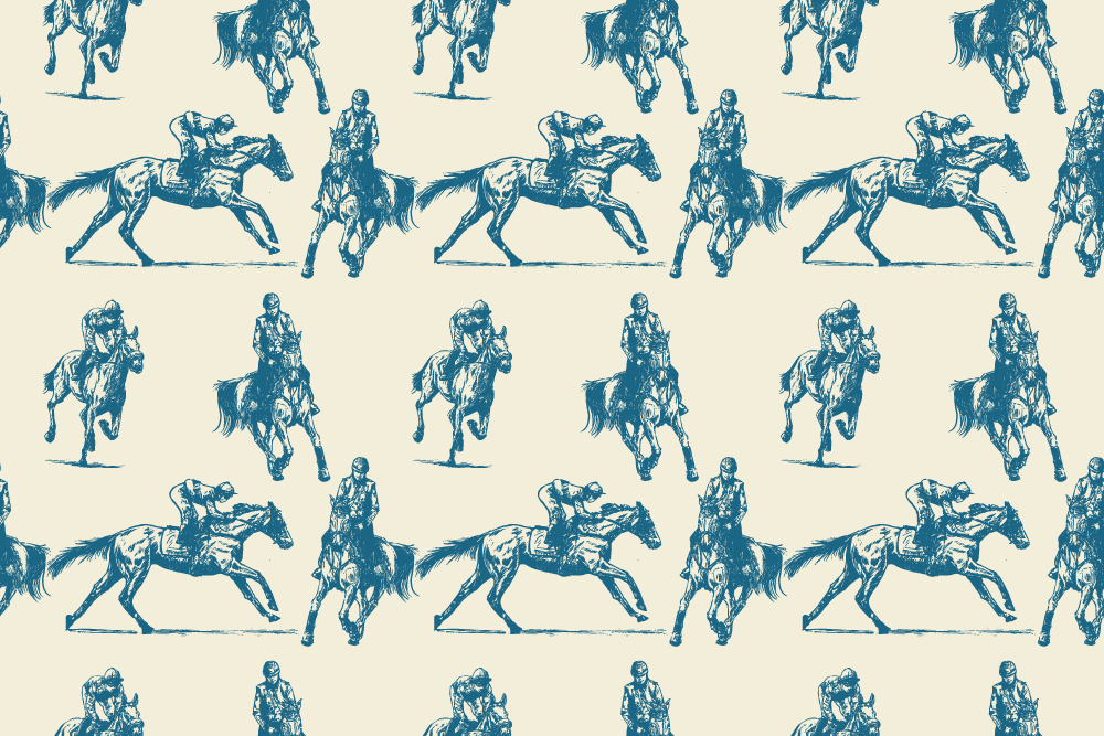Tapis vinyle animal motif chevaux bleu et beige - TenStickers