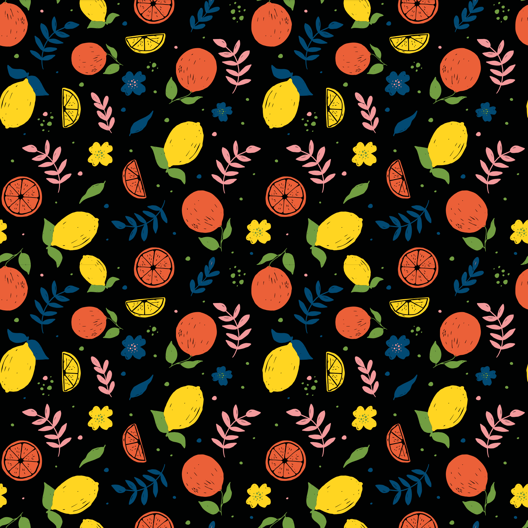 Tapis vinyle animal fruits d'agrumes avec feuilles - TenStickers