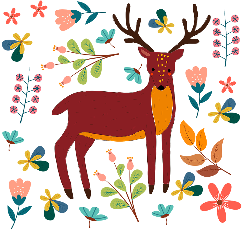 Tapis vinyle animal illustration de cerf fantaisiste - TenStickers