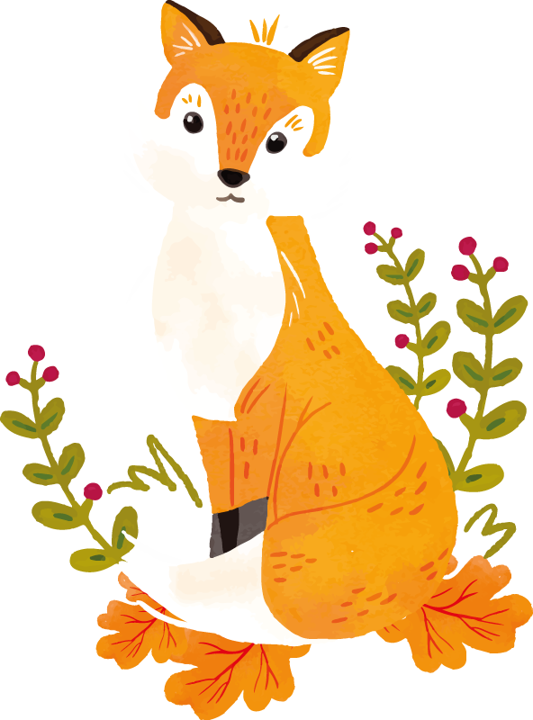 Tapis vinyle animal renard orange espiègle - TenStickers