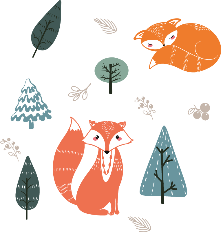 Tapis vinyle animal designs de renard fantaisiste - TenStickers