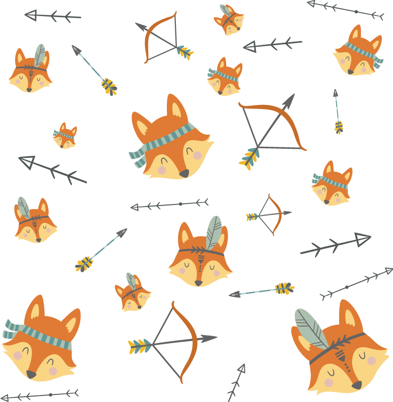 Tapis vinyle animal visages de renards joyeux - TenStickers