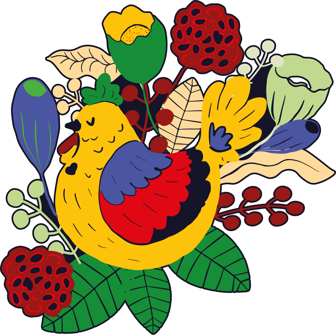 Tapis vinyle animal oiseau coloré floral - TenStickers