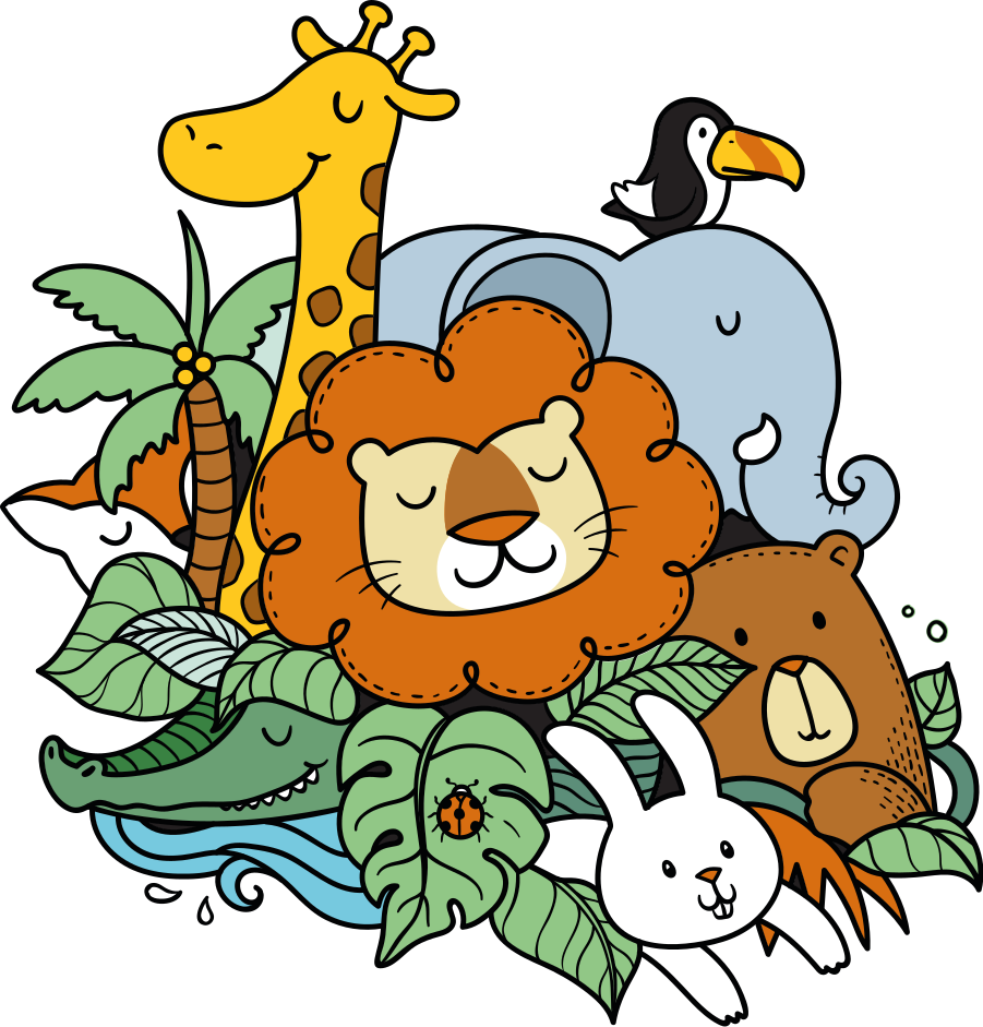 Tapis vinyle animal scène d'animaux joyeuse - TenStickers