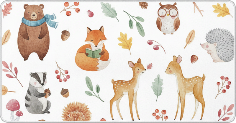 Tapis vinyle cuisine aquarelle forêt fantaisiste - TenStickers