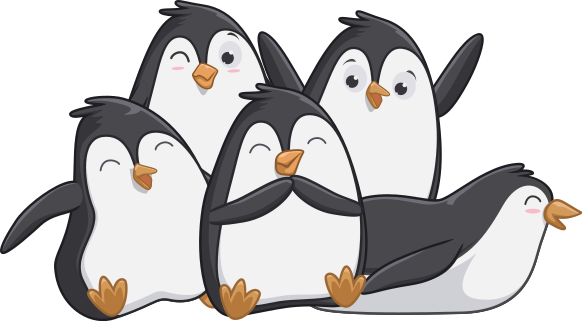 Tapis vinyle animal famille de pingouins heureux - TenStickers