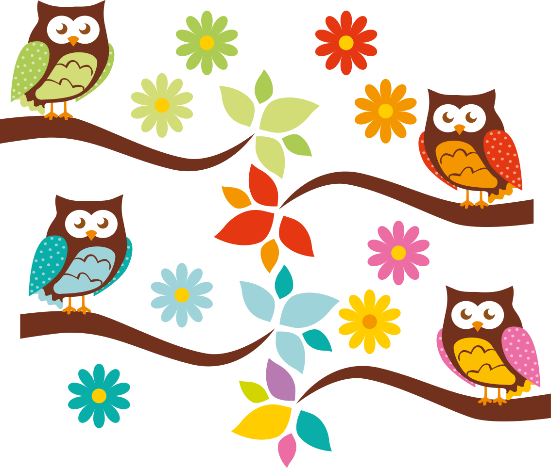 Tapis vinyle animal arrangement de hiboux colorés - TenStickers