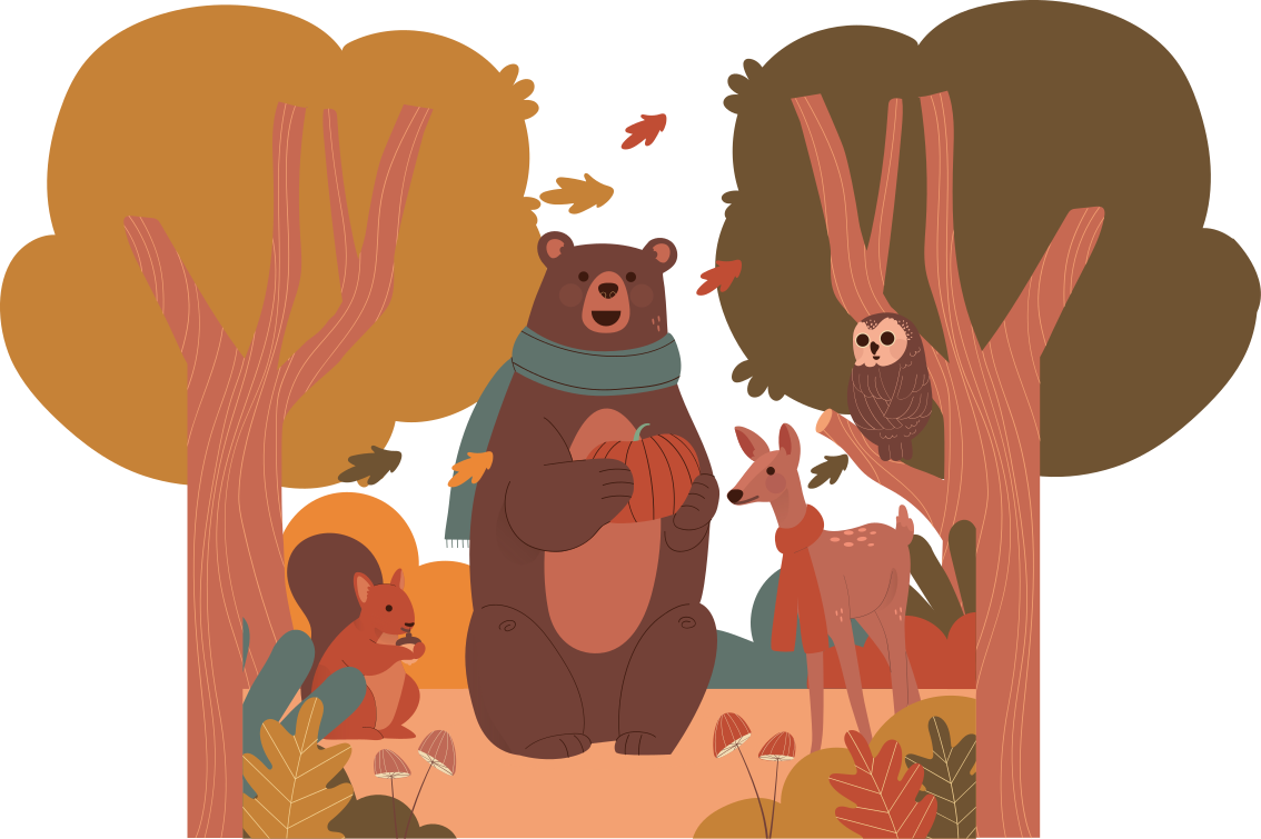 Tapis vinyle animal créatures des bois d'automne - TenStickers