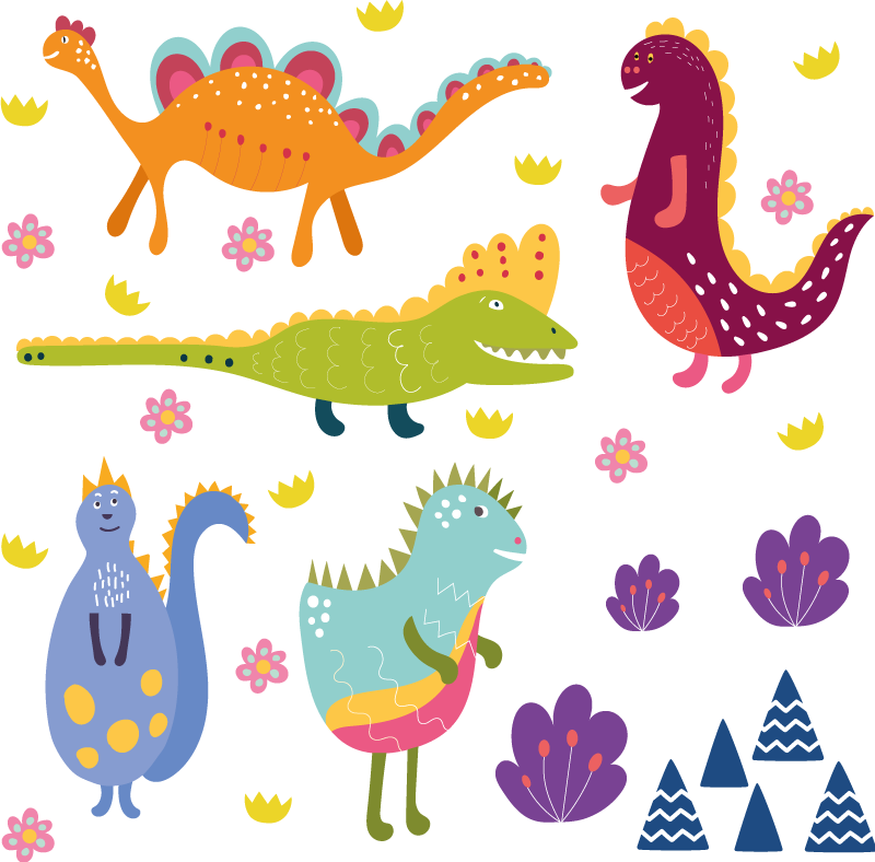 Tapis vinyle animal personnages de dinosaures colorés - TenStickers