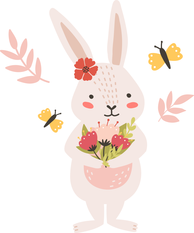 Tapis vinyle animal œuvre d'art adorable de lapin - TenStickers