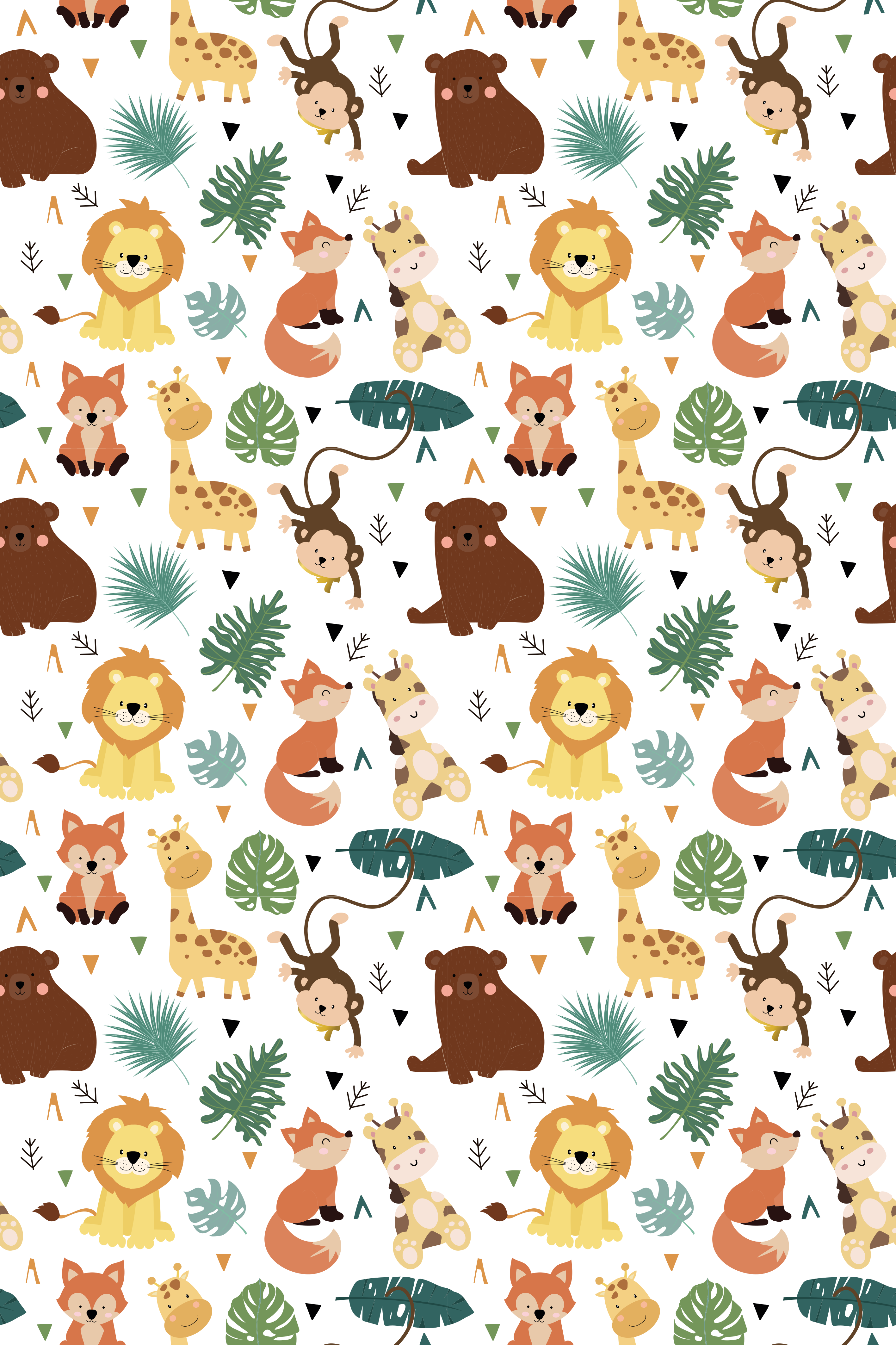 Tapis vinyle animal animaux sauvages mignons avec feuilles - TenStickers