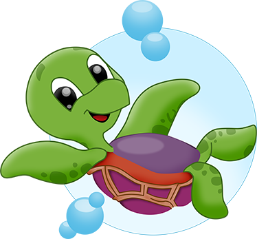 Tapis vinyle animal bébé tortue en train de jouer - TenStickers